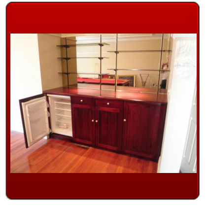 71. Ash stained Wall Bar with fitted fridge